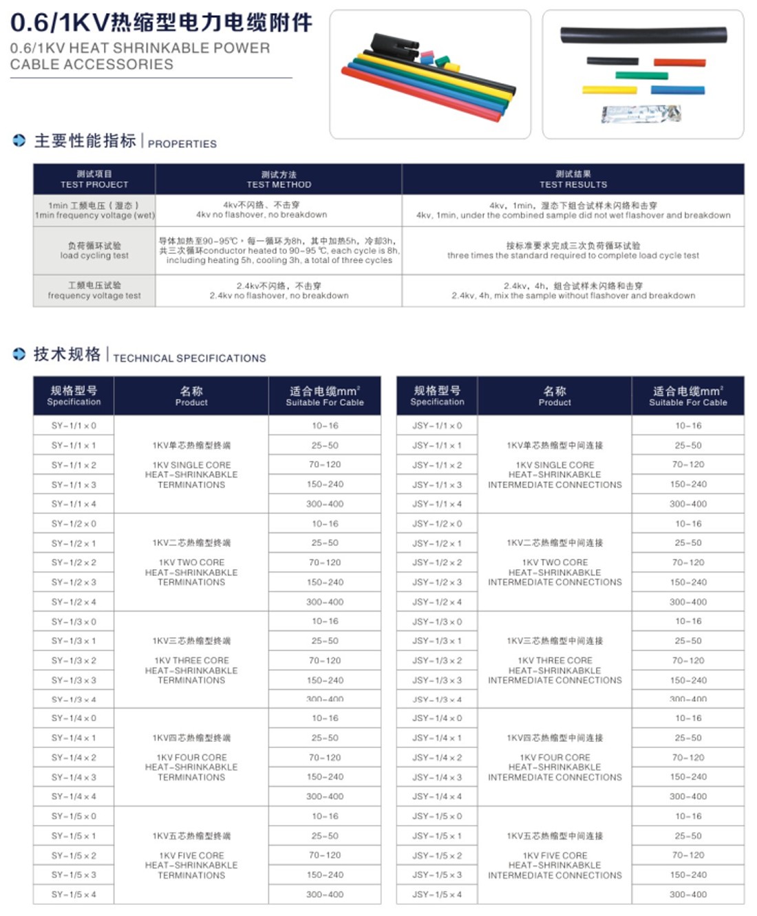 1kv熱縮電纜終端三芯